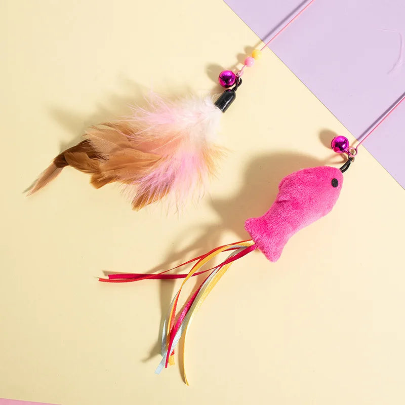 Kit 2 jouets teaser pour chat - Baguette à plumes interactive