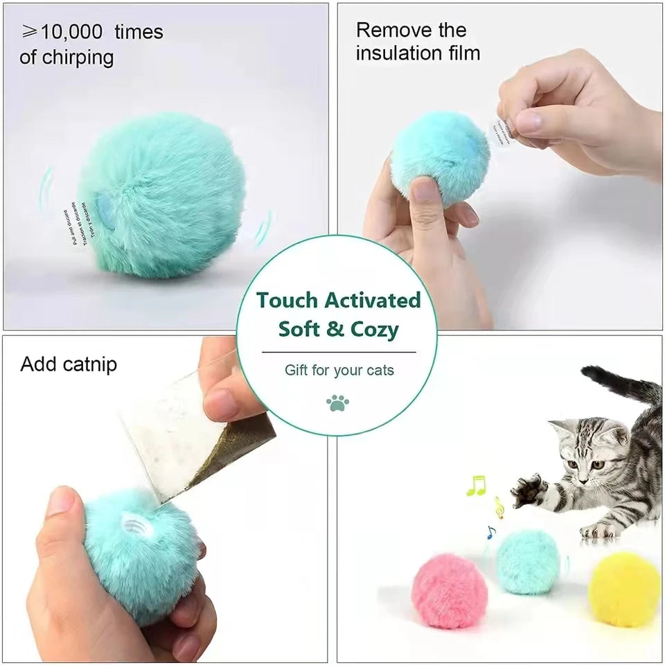 Balle interactive pour chat - Jouet électrique à la cataire avec son