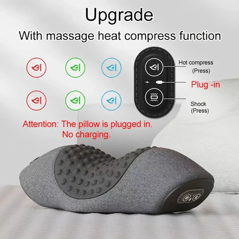 Oreiller masseur de cou électrique - Traction cervicale, chaleur et vibration