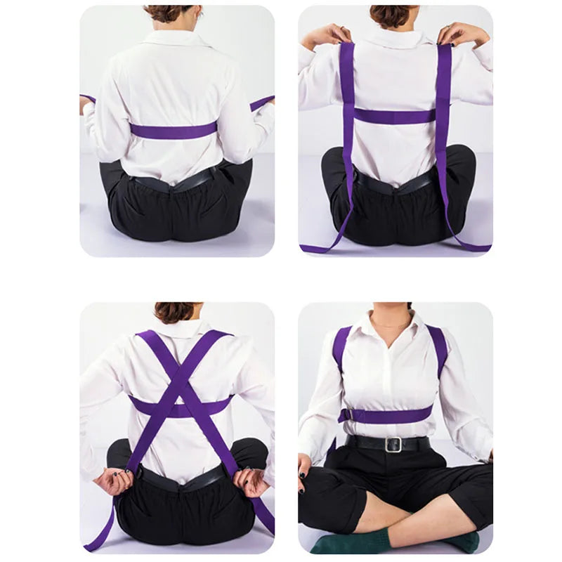 Sangle d'étirement yoga 183cm - Ceinture fitness réglable en coton, D-ring, pilates et stretching