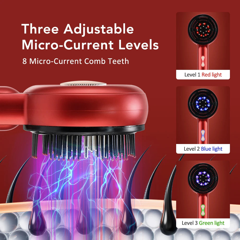 Peigne de massage électrique pour cuir chevelu - Lumière rouge infrarouge, anti-chute de cheveux