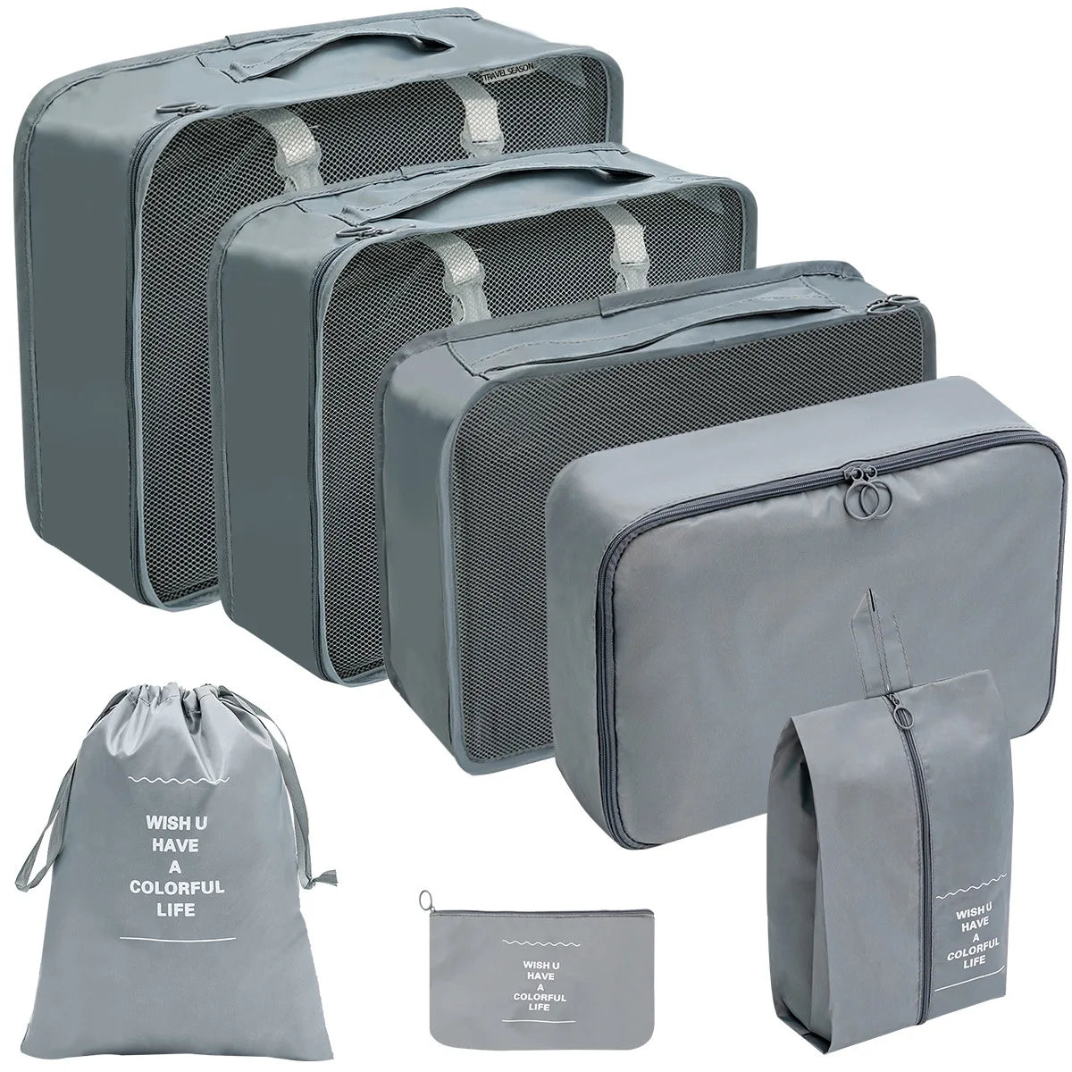 Ensemble de cubes de rangement pour valise, organiseur de voyage pliable (7 pièces)
