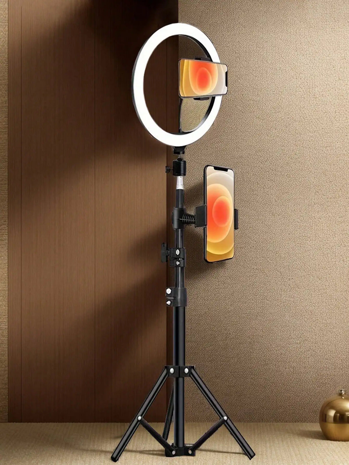 Kit trépied 110cm + anneau lumineux LED 10" — streaming, selfie & visio nomade