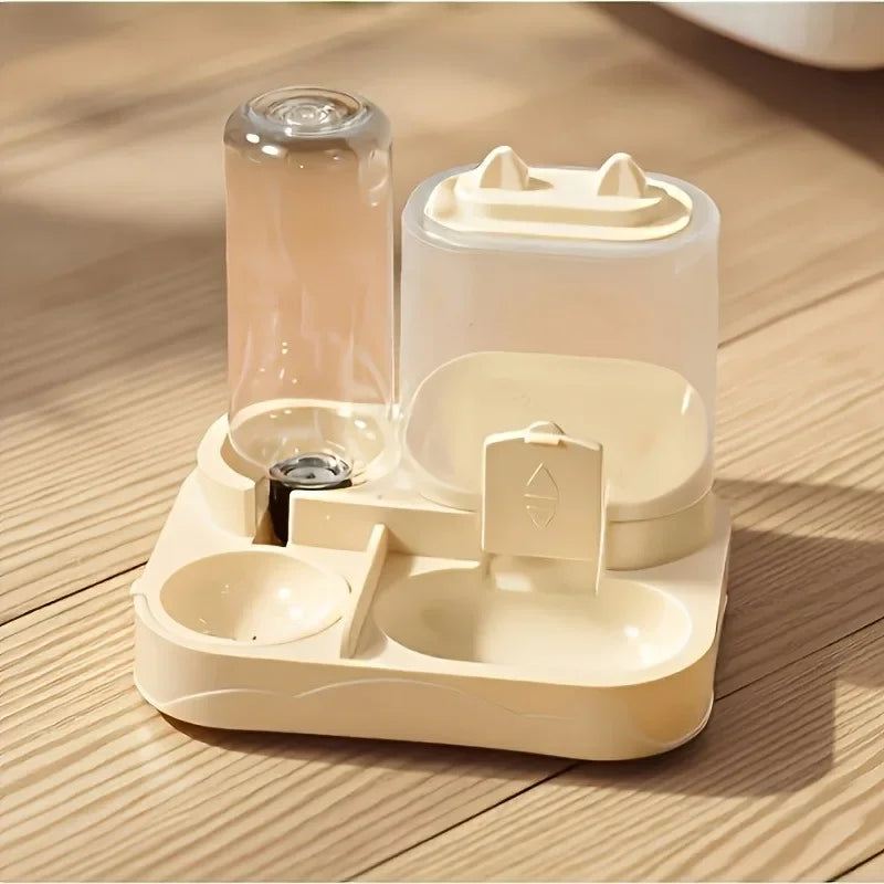 Distributeur automatique de croquettes 2-en-1 - Eau et nourriture sèche pour chat et petit chien