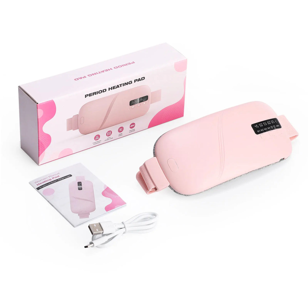 Ceinture chauffante menstruelle - 4 modes, vibration et chaleur, soulagement des règles douloureuses
