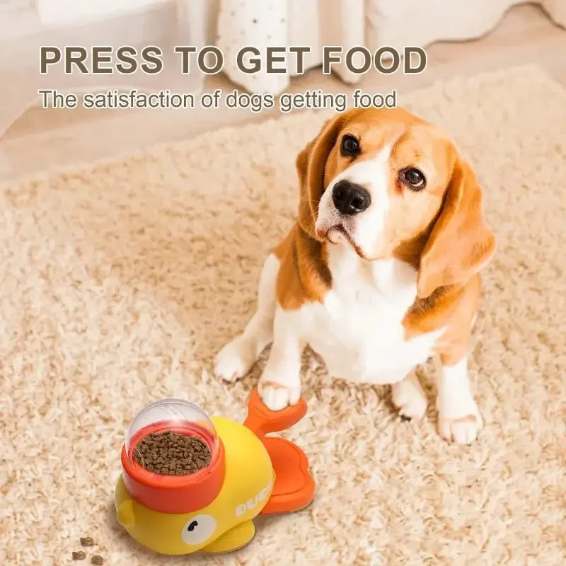 Jouet interactif 2-en-1 distributeur de friandises pour chien - Design canard, alimentation lente
