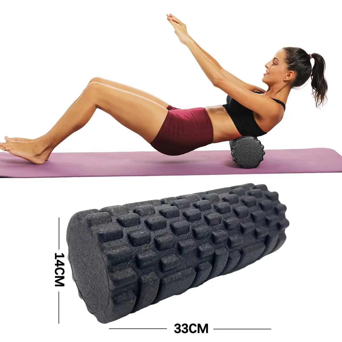 Rouleau de massage en mousse 30/33cm - Foam roller pour yoga, pilates et récupération musculaire
