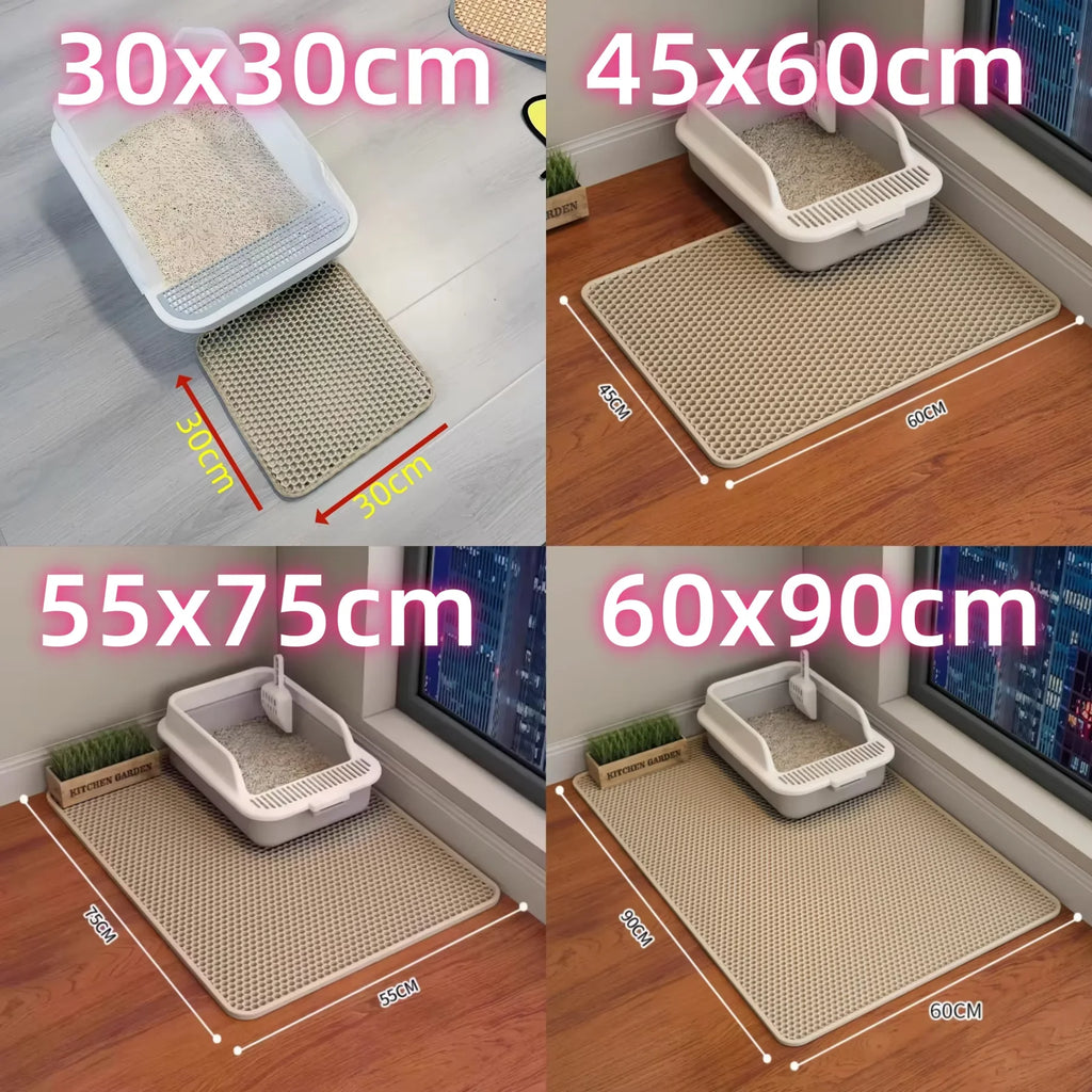 Tapis de litière pour chat étanche antidérapant - Double couche, piège les grains, protège le sol