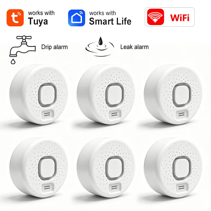 Détecteur de fuite d'eau WiFi intelligent - Alarme sonore haute intensité, alerte à distance via application