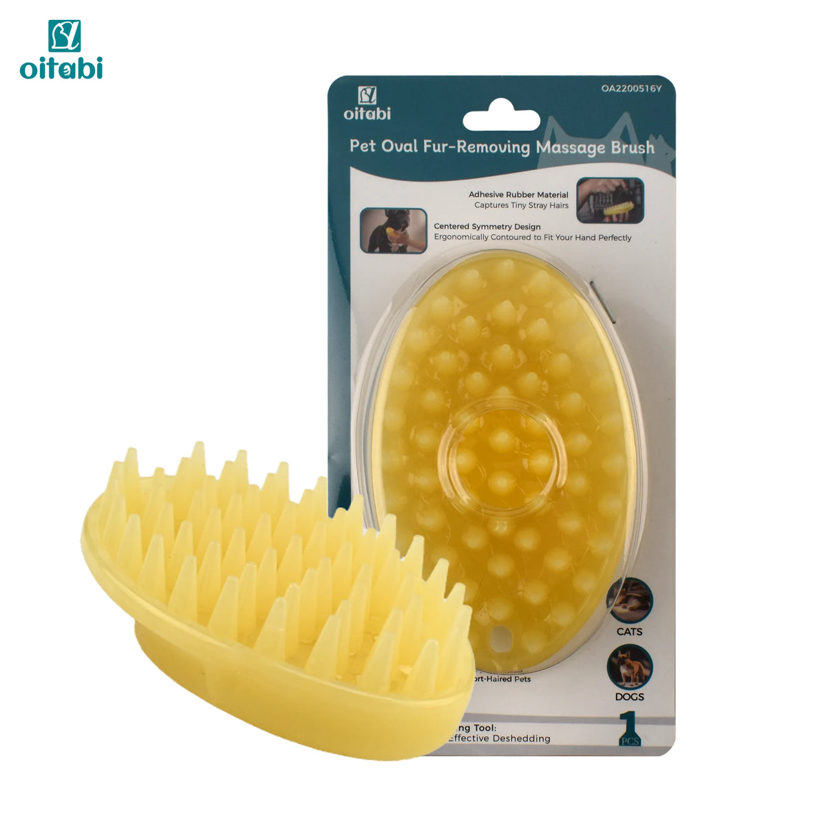 Brosse de toilettage Oitabi pour chat et chien - Massage, démêlage, poils courts