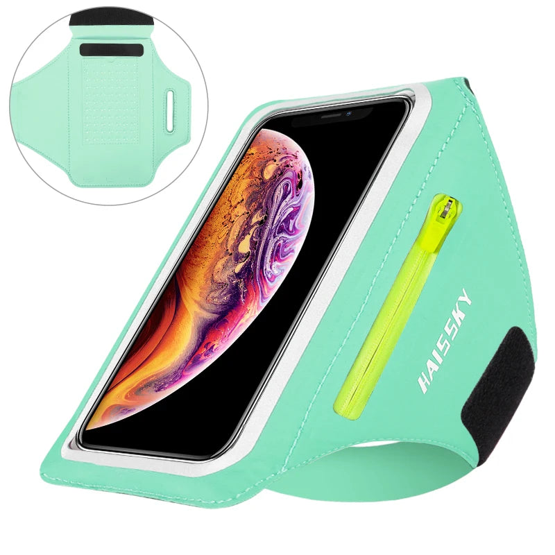 Brassard de sport HAISSKY — étanche, pour course à pied, compatible iPhone/Samsung