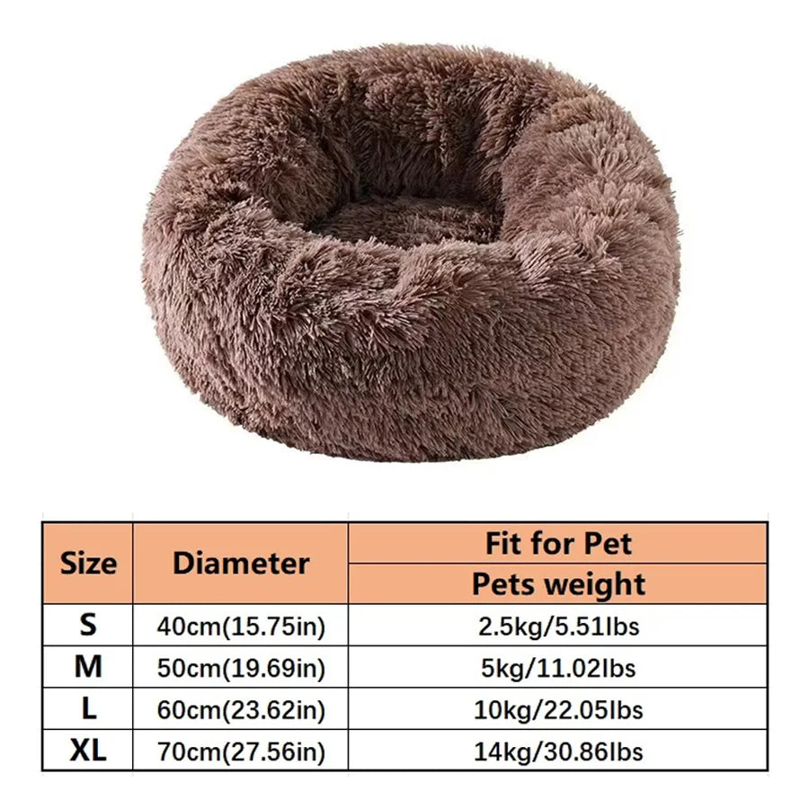 Coussin donut moelleux pour chat et chien - Lit rond en fausse fourrure, effet calmant