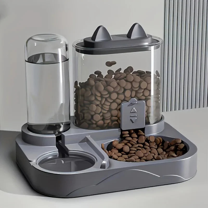 Distributeur automatique de croquettes 2-en-1 - Eau et nourriture sèche pour chat et petit chien