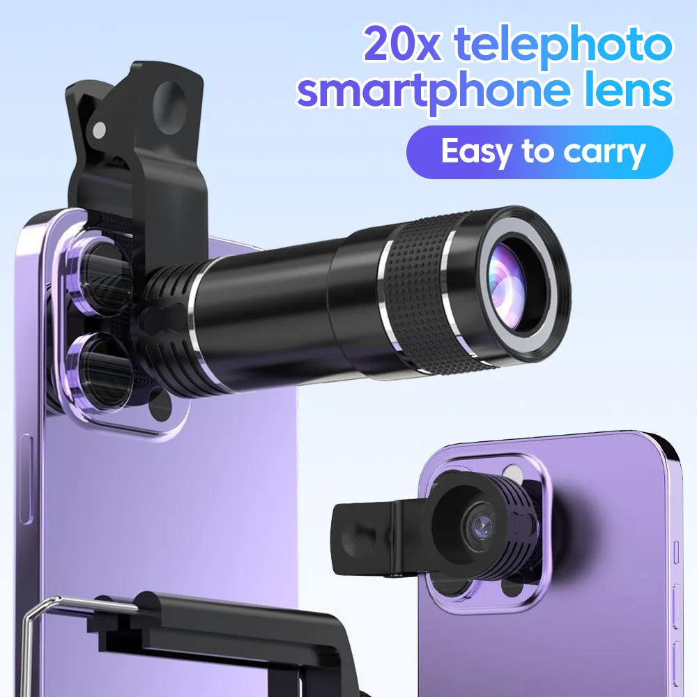 Téléobjectif zoom 20x pour smartphone - clip universel