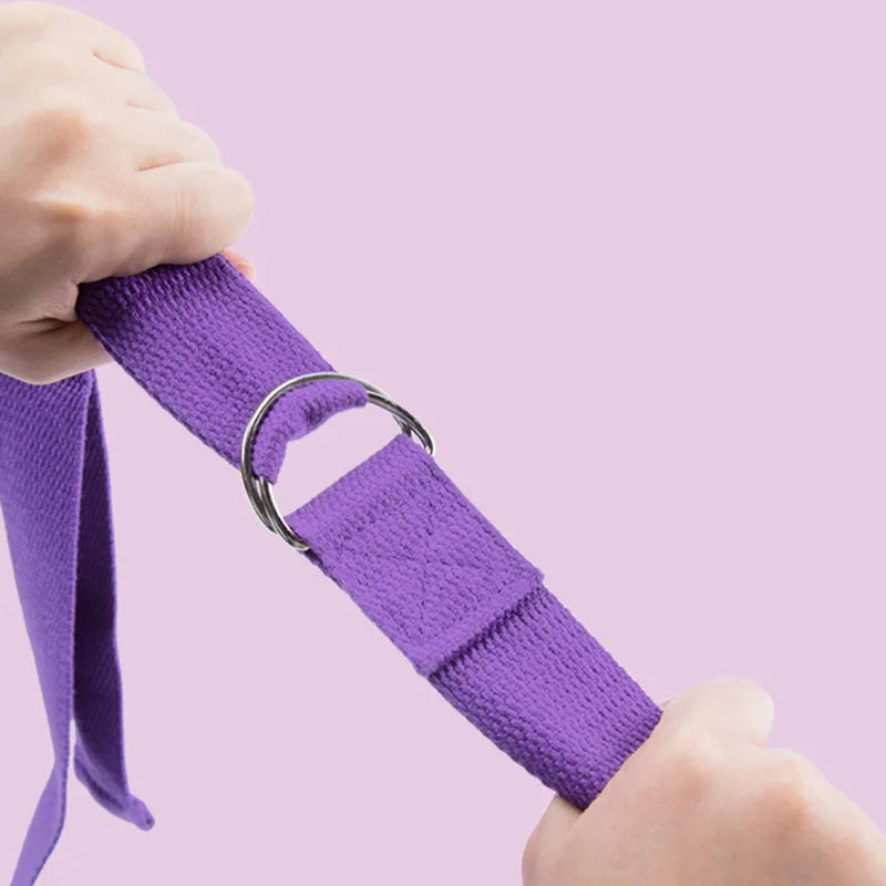 Sangle d'étirement yoga 183cm - Ceinture fitness réglable en coton, D-ring, pilates et stretching
