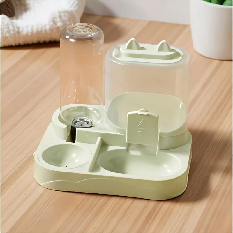 Distributeur automatique de croquettes 2-en-1 - Eau et nourriture sèche pour chat et petit chien