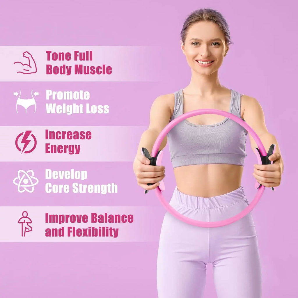 Anneau Pilates magique - Cercle de résistance pour tonifier cuisses, abdos et jambes
