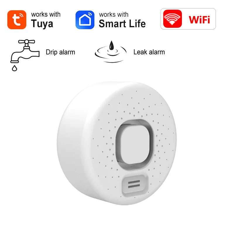 Détecteur de fuite d'eau WiFi intelligent - Alarme sonore haute intensité, alerte à distance via application