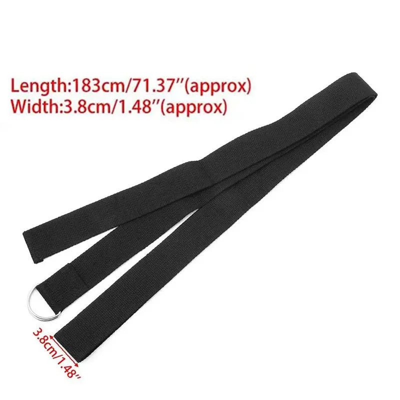 Sangle d'étirement yoga 183cm - Ceinture fitness réglable en coton, D-ring, pilates et stretching