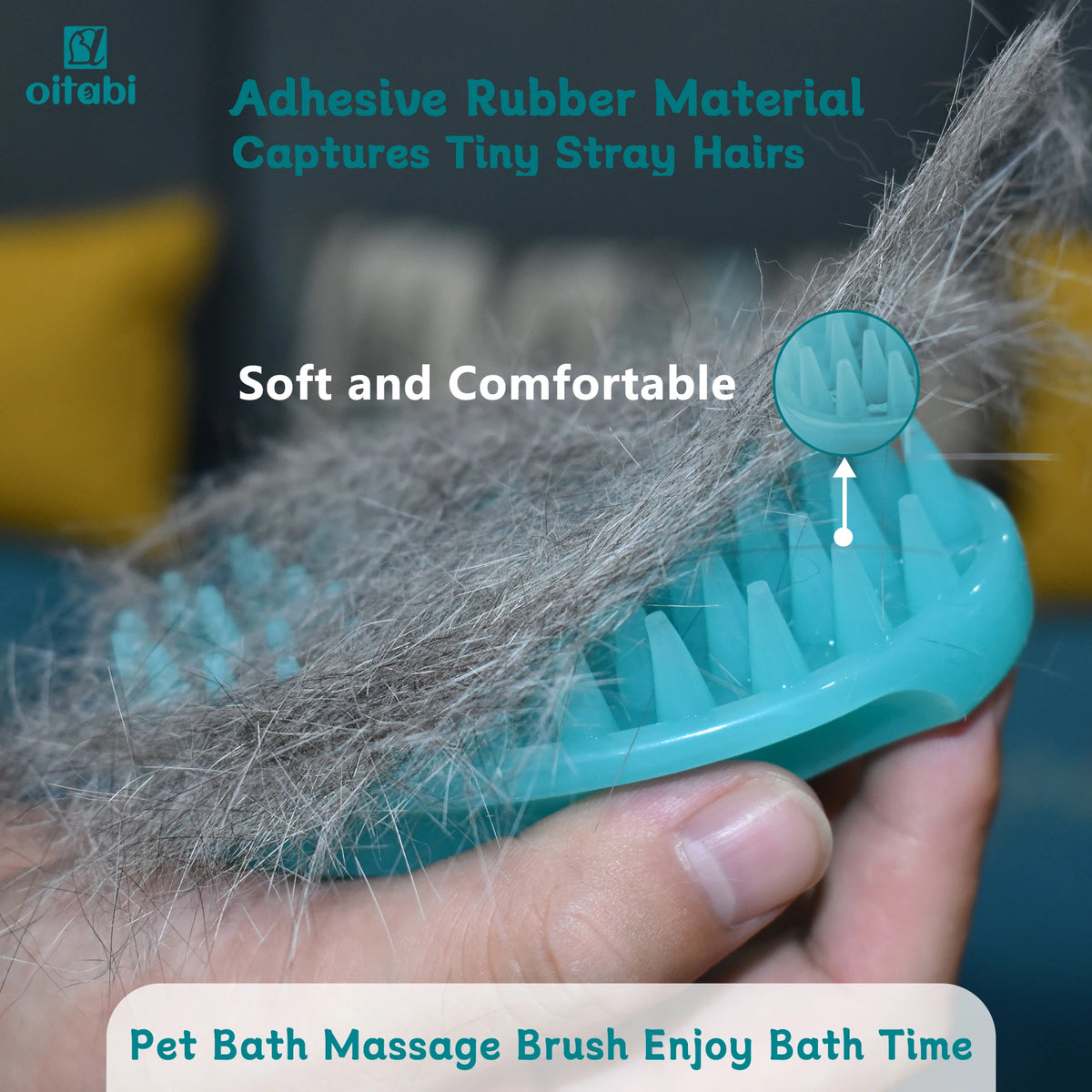 Brosse de toilettage Oitabi pour chat et chien - Massage, démêlage, poils courts