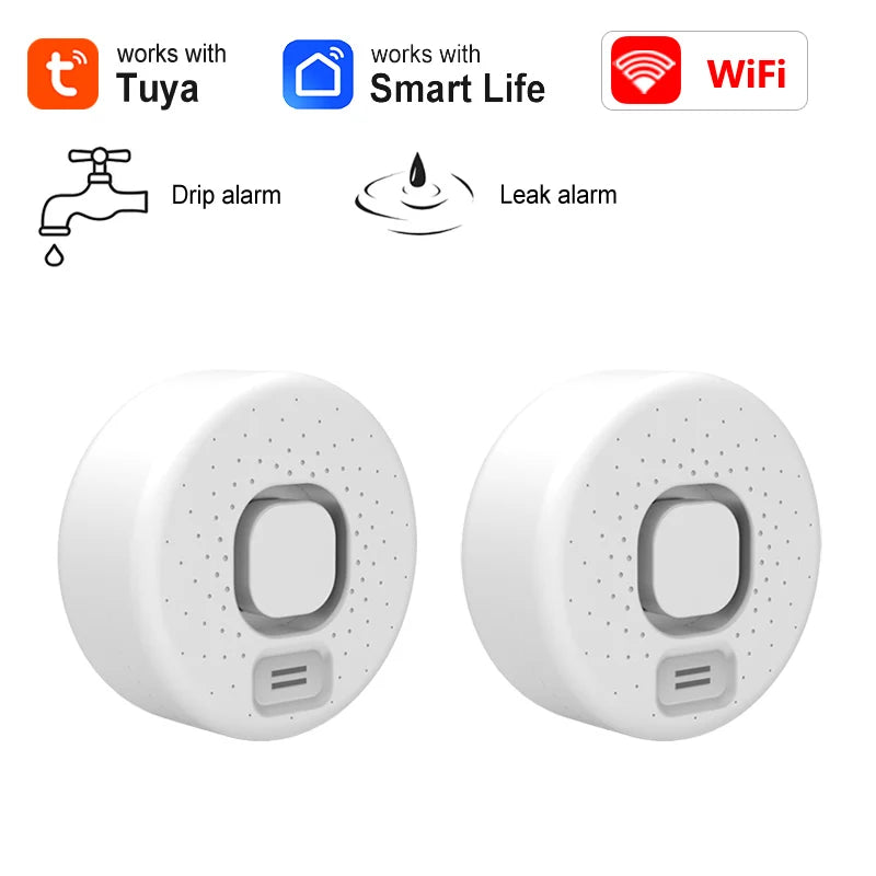 Détecteur de fuite d'eau WiFi intelligent - Alarme sonore haute intensité, alerte à distance via application