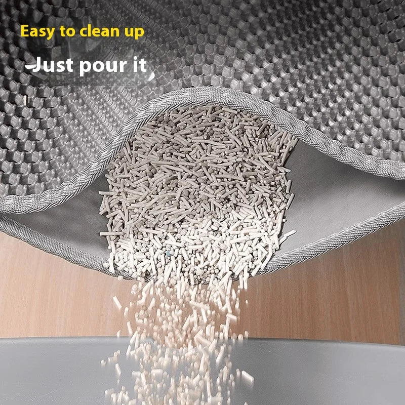 Tapis de litière pour chat étanche antidérapant - Double couche, piège les grains, protège le sol