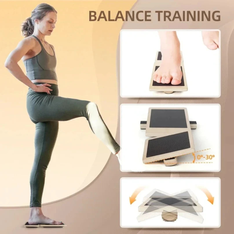 Planche d'équilibre en bois - Renforcement de la cheville, rééducation et correction de posture