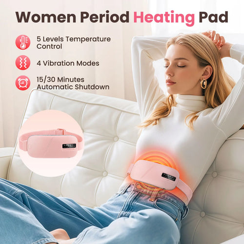 Ceinture chauffante menstruelle - 4 modes, vibration et chaleur, soulagement des règles douloureuses