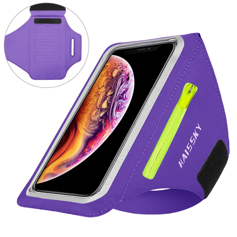 Brassard de sport HAISSKY — étanche, pour course à pied, compatible iPhone/Samsung