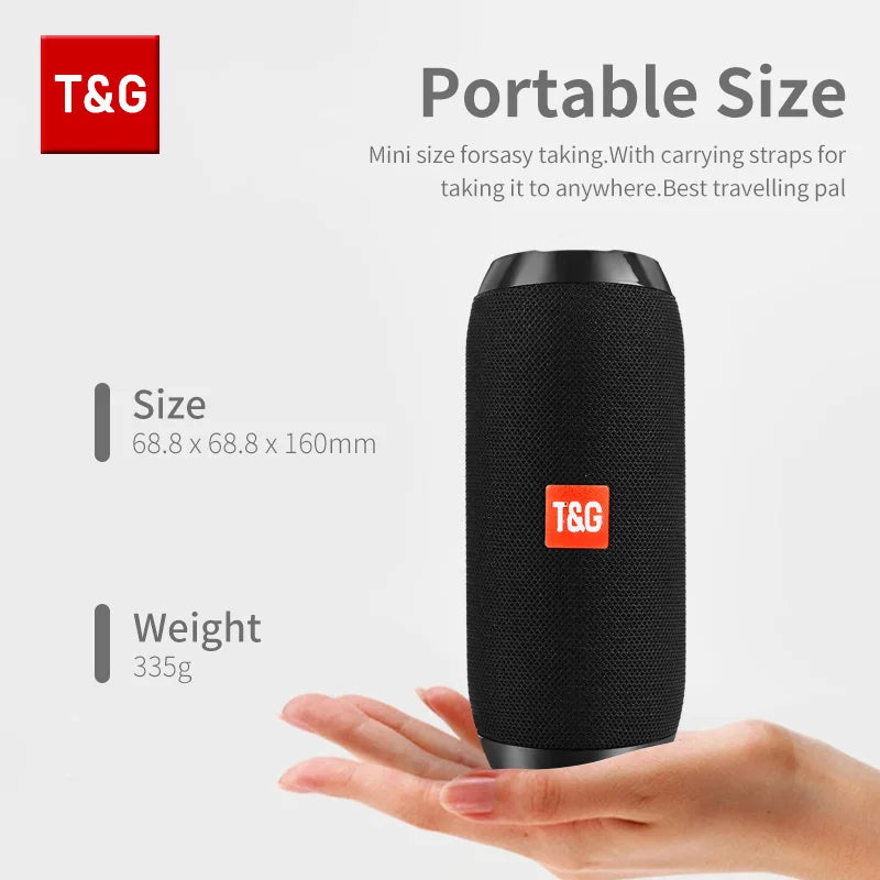 Enceinte Bluetooth étanche T&G — radio FM, carte TF, usage extérieur