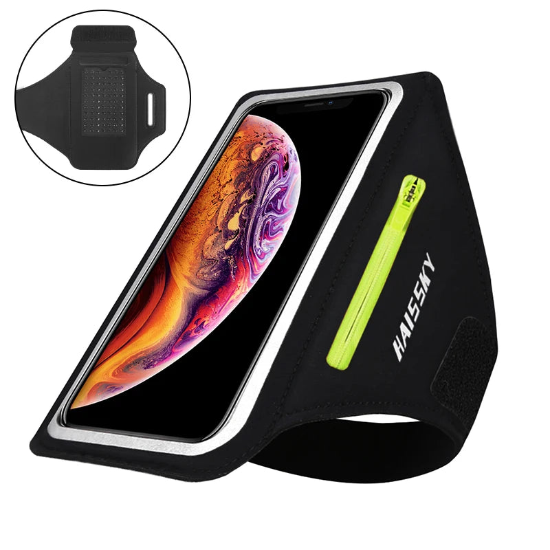 Brassard de sport HAISSKY — étanche, pour course à pied, compatible iPhone/Samsung