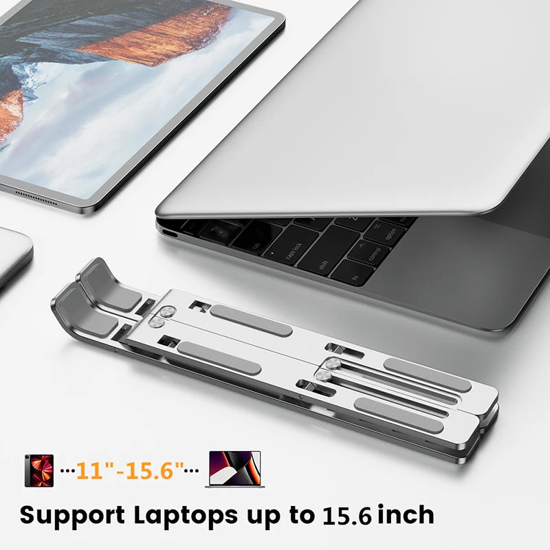 Support ordinateur portable pliable en aluminium — réglable, ventilé