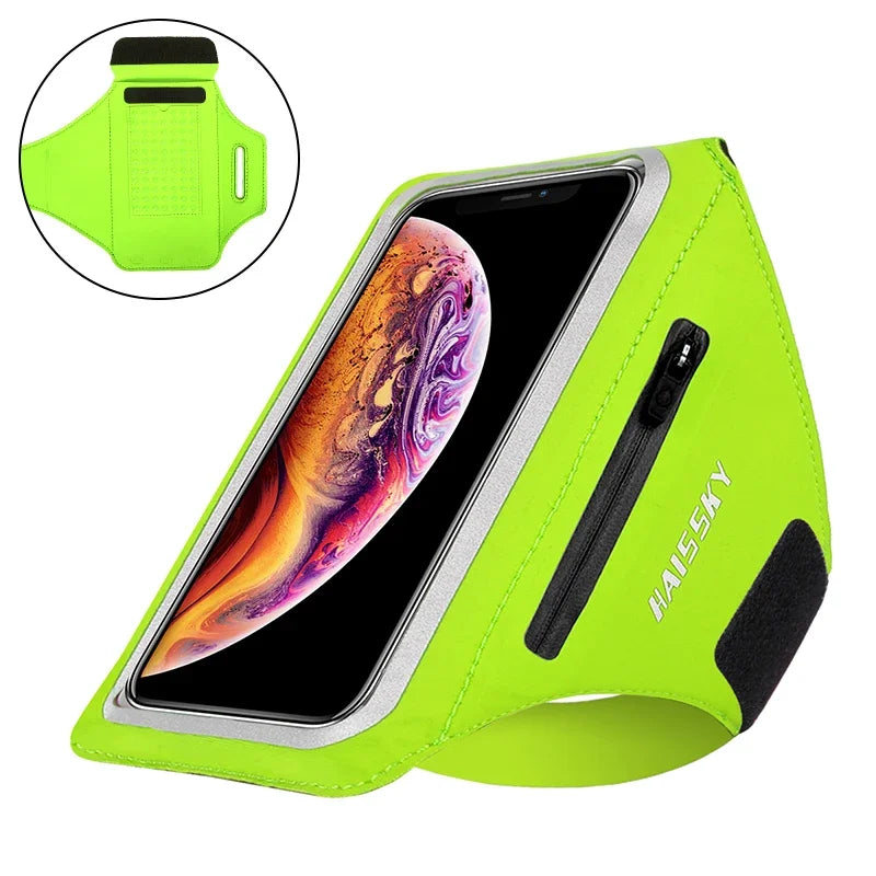 Brassard de sport HAISSKY — étanche, pour course à pied, compatible iPhone/Samsung