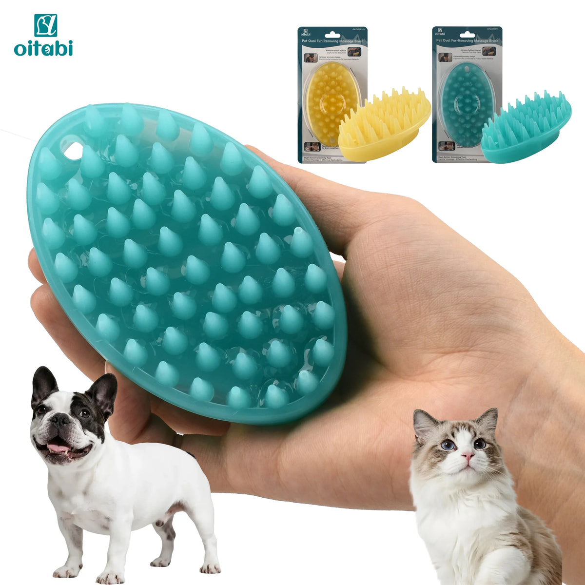 Brosse de toilettage Oitabi pour chat et chien - Massage, démêlage, poils courts