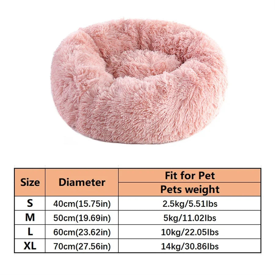 Coussin donut moelleux pour chat et chien - Lit rond en fausse fourrure, effet calmant