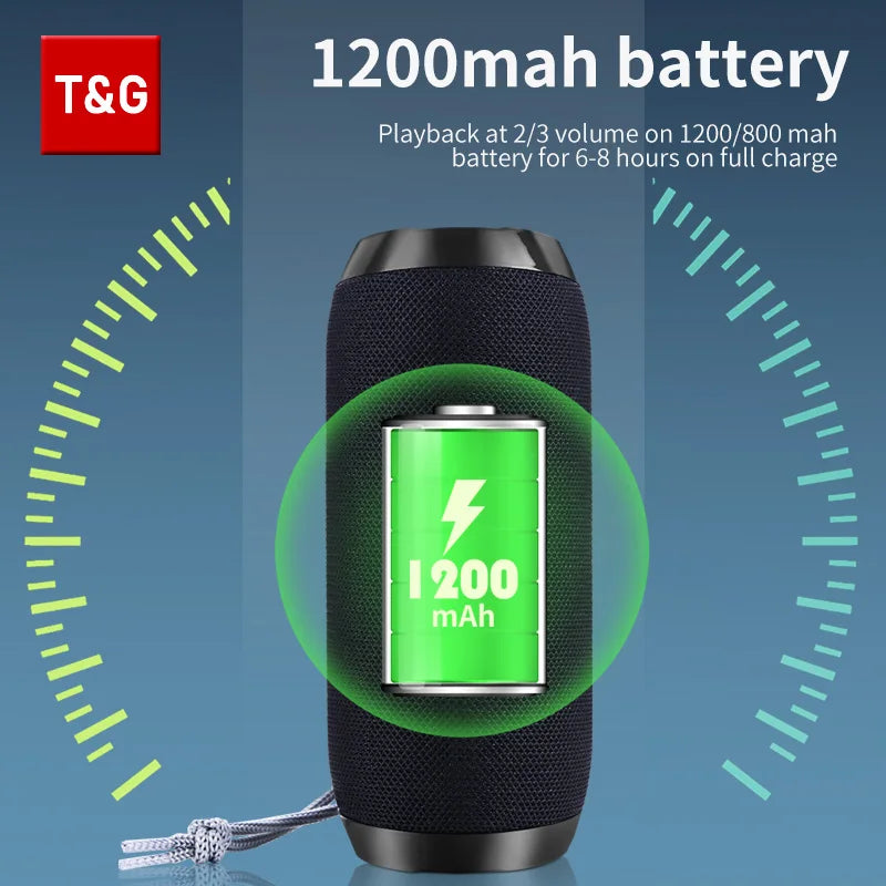 Enceinte Bluetooth étanche T&G — radio FM, carte TF, usage extérieur