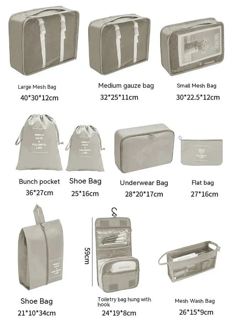 Ensemble de cubes de rangement pour valise, organiseur de voyage pliable (7 pièces)