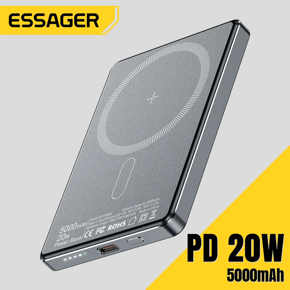 Batterie externe magnétique sans fil 5000mAh - compatible MagSafe
