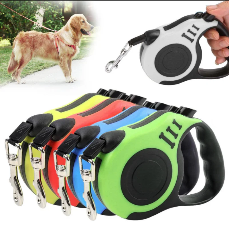 Laisse rétractable pour chien - Enrouleur automatique 3m/5m, nylon résistant
