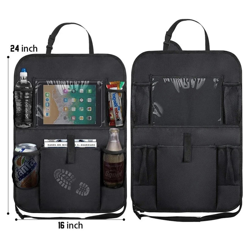 Organisateur de siège arrière avec support tablette tactile, rangement auto multipoches