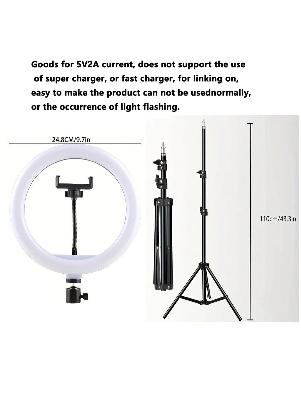 Kit trépied 110cm + anneau lumineux LED 10" — streaming, selfie & visio nomade