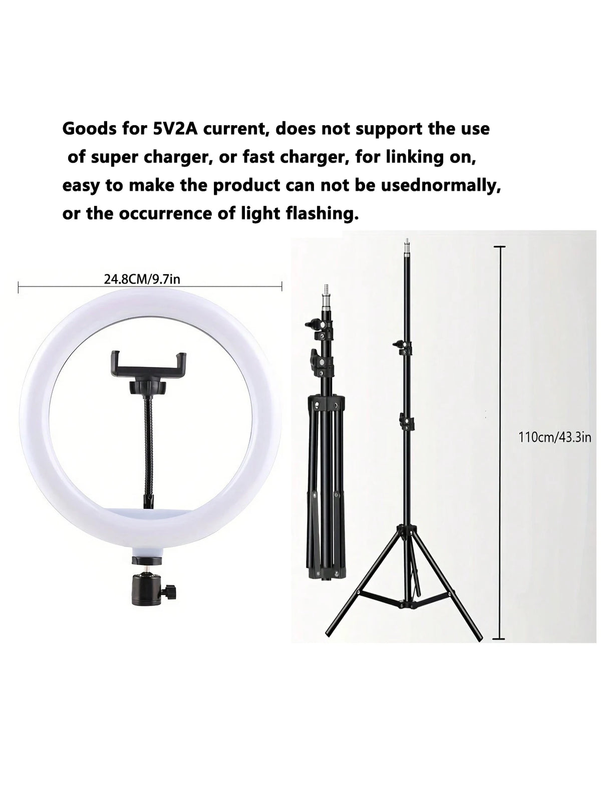 Kit trépied 110cm + anneau lumineux LED 10" — streaming, selfie & visio nomade