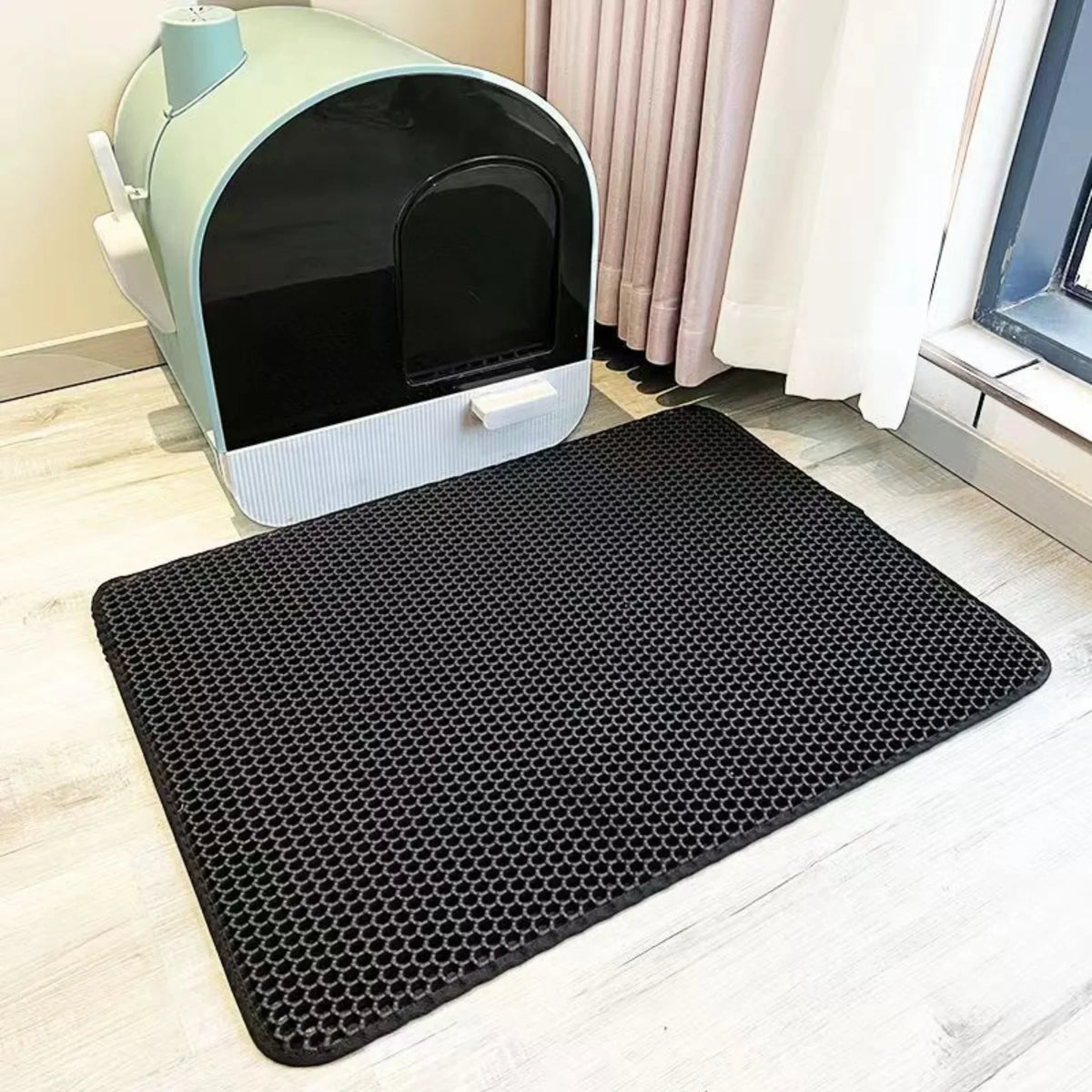 Tapis de litière pour chat étanche antidérapant - Double couche, piège les grains, protège le sol