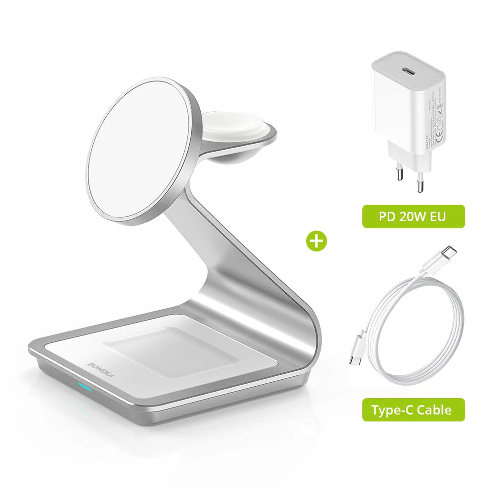 Station de charge magnétique 3-en-1 BONOLA — iPhone, Apple Watch, AirPods