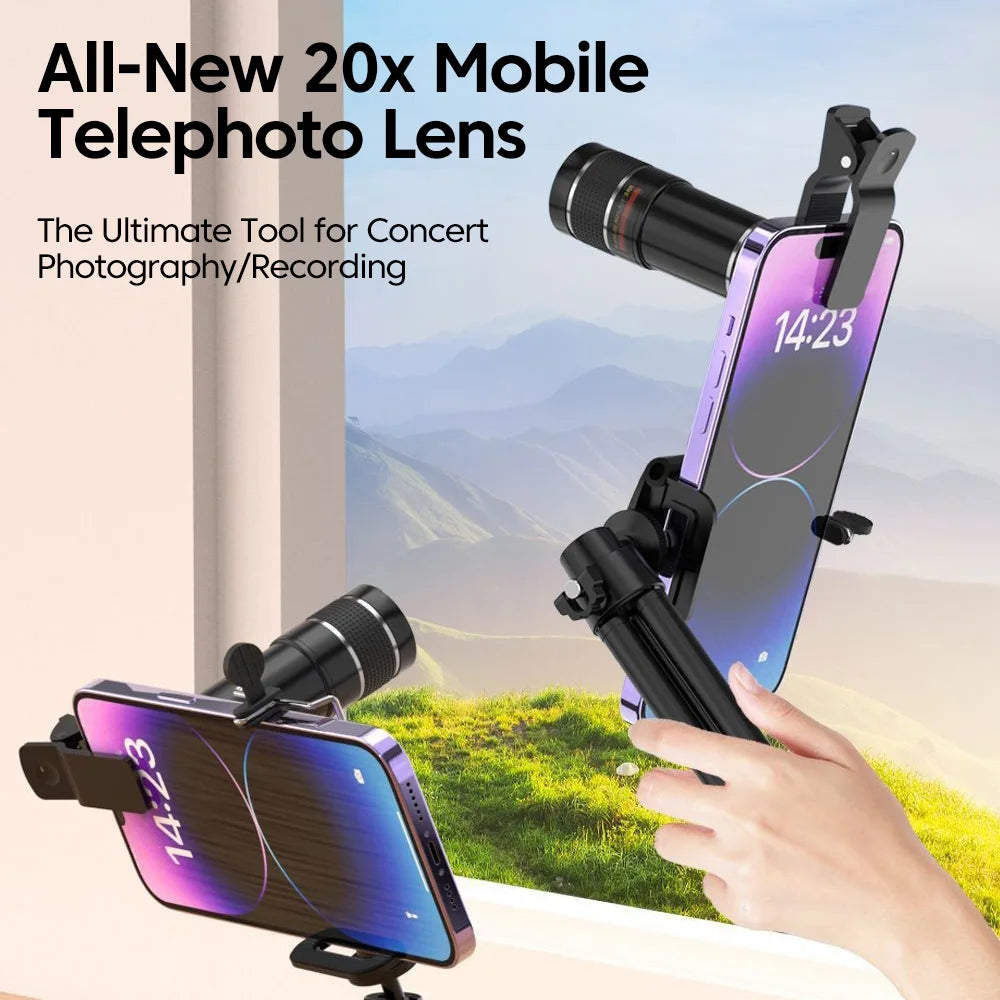 Téléobjectif zoom 20x pour smartphone - clip universel