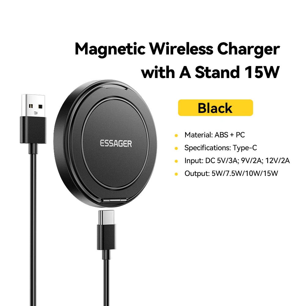 Chargeur sans fil magnétique 15W avec support - compatible MagSafe