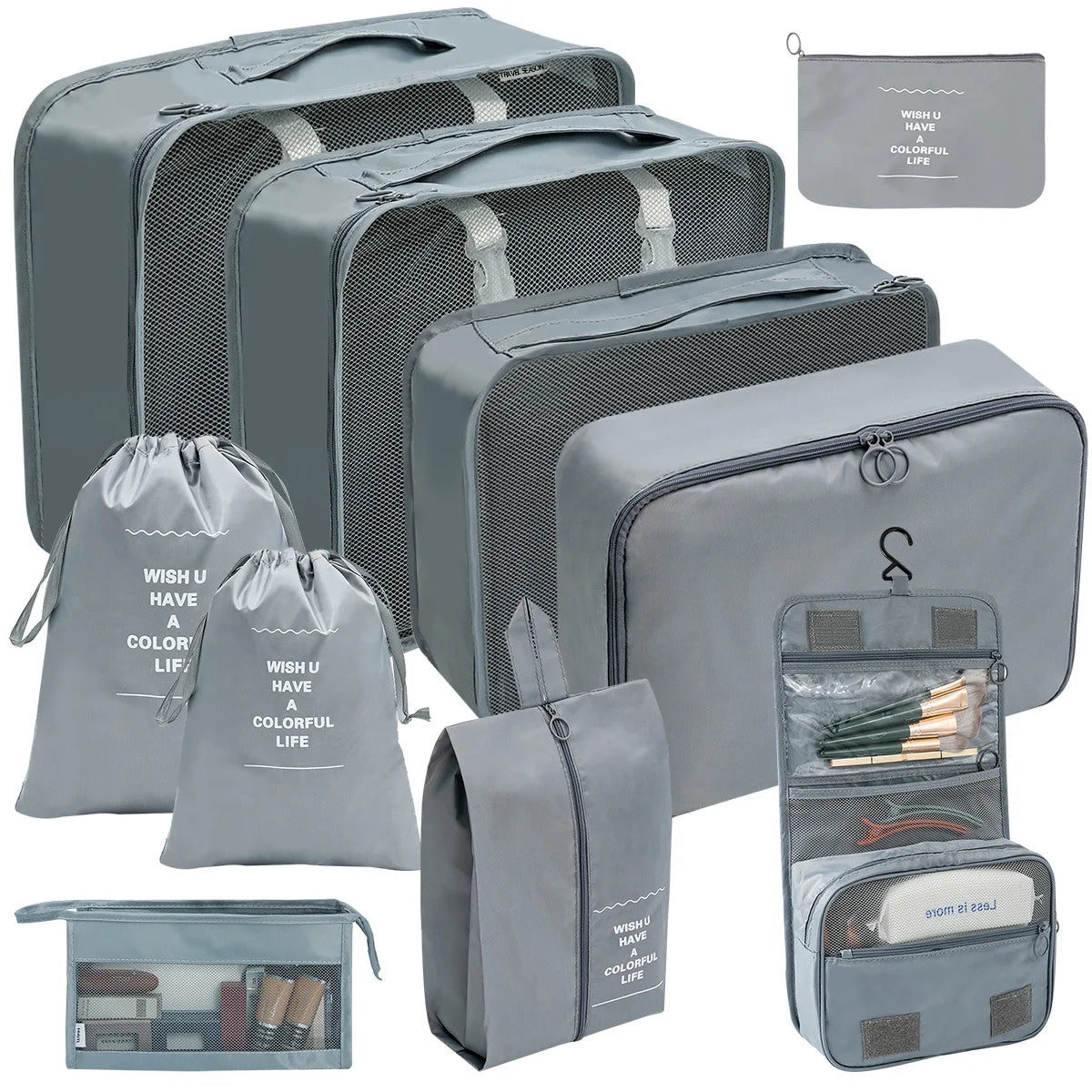 Ensemble de cubes de rangement pour valise, organiseur de voyage pliable (7 pièces)