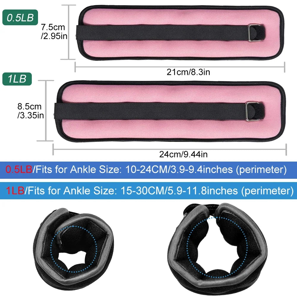 Poids de cheville et poignet réglables - Lestés 0,5-1kg, paire, sangle ajustable pour course et fitness