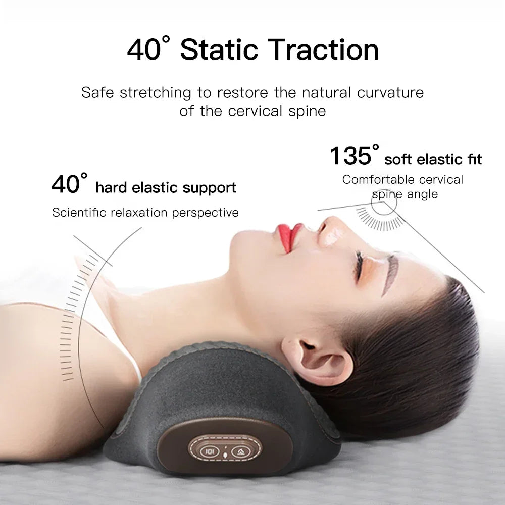 Oreiller masseur de cou électrique - Traction cervicale, chaleur et vibration