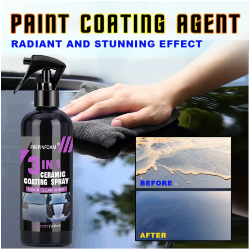 Spray Revêtement Céramique 3-en-1 pour Voiture - Protection Hydrophobe Longue Durée
